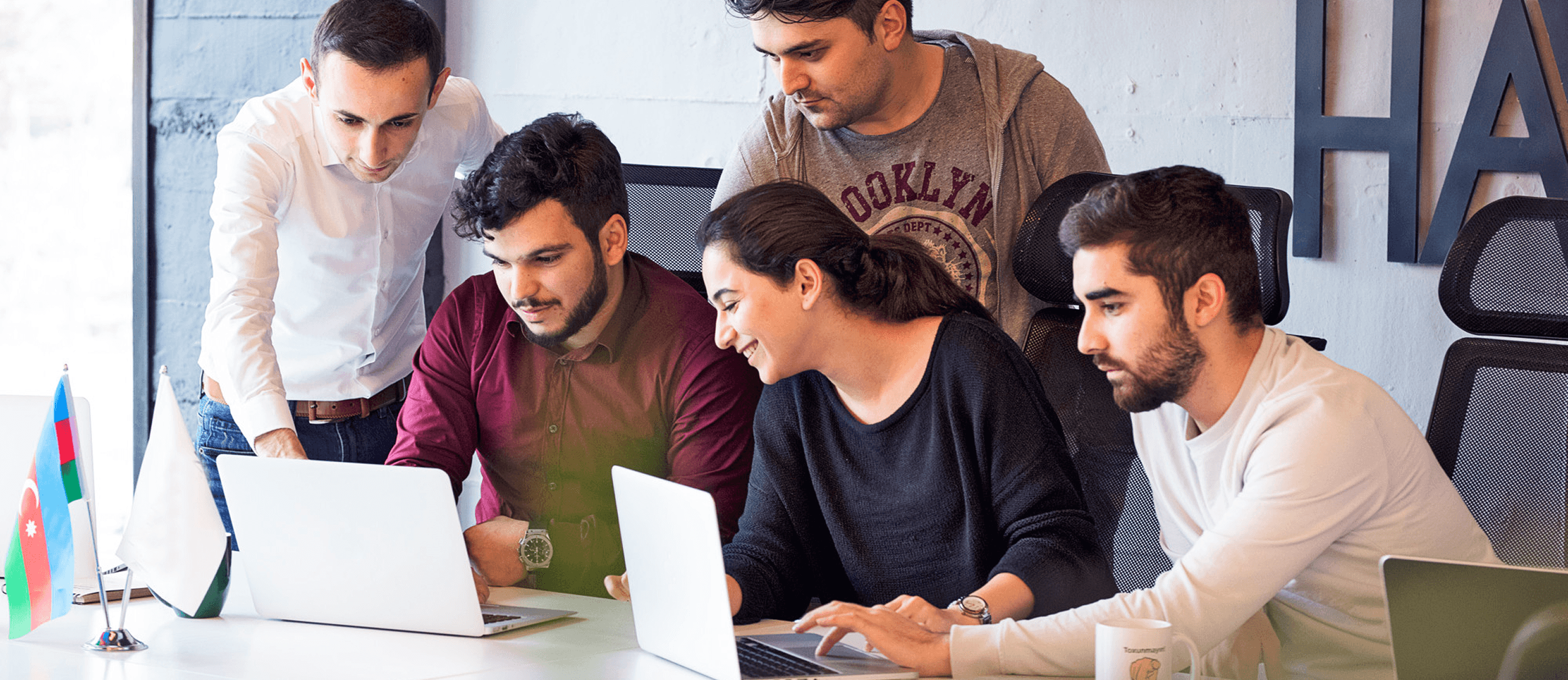 Team collaborating in office